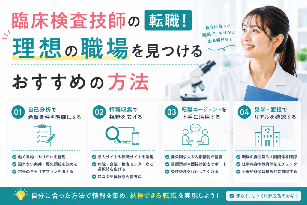 臨床検査技師の転職！理想の職場を見つけるおすすめの方法
