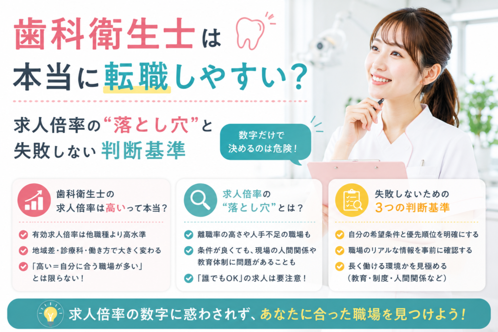 歯科衛生士は本当に転職しやすい？求人倍率の“落とし穴”と失敗しない判断基準