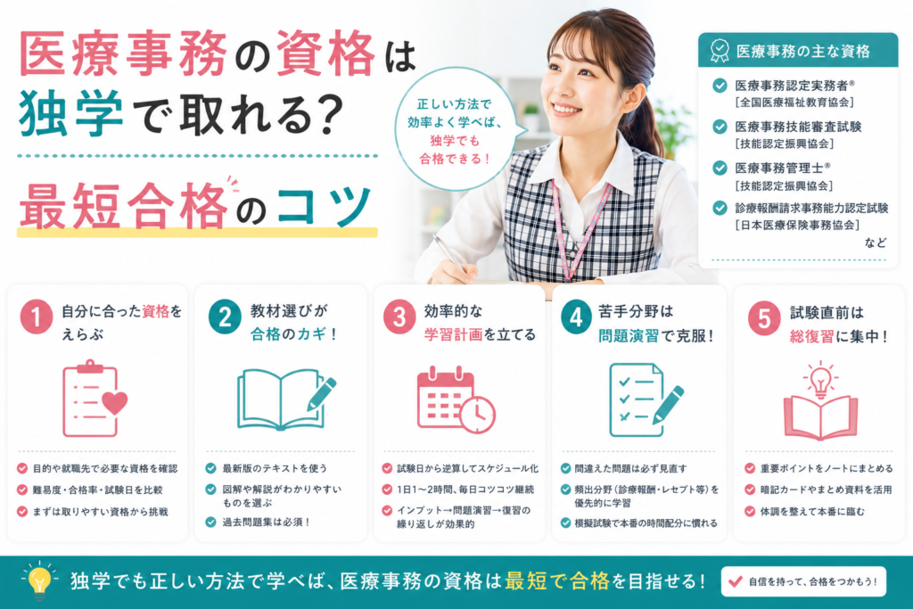 医療事務の資格は独学で取れる？最短合格のコツ