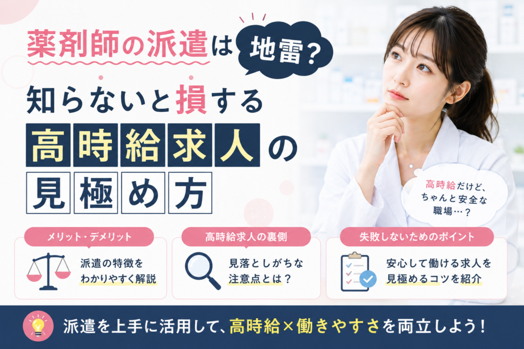 薬剤師の派遣は地雷？知らないと損する高時給求人の見極め方