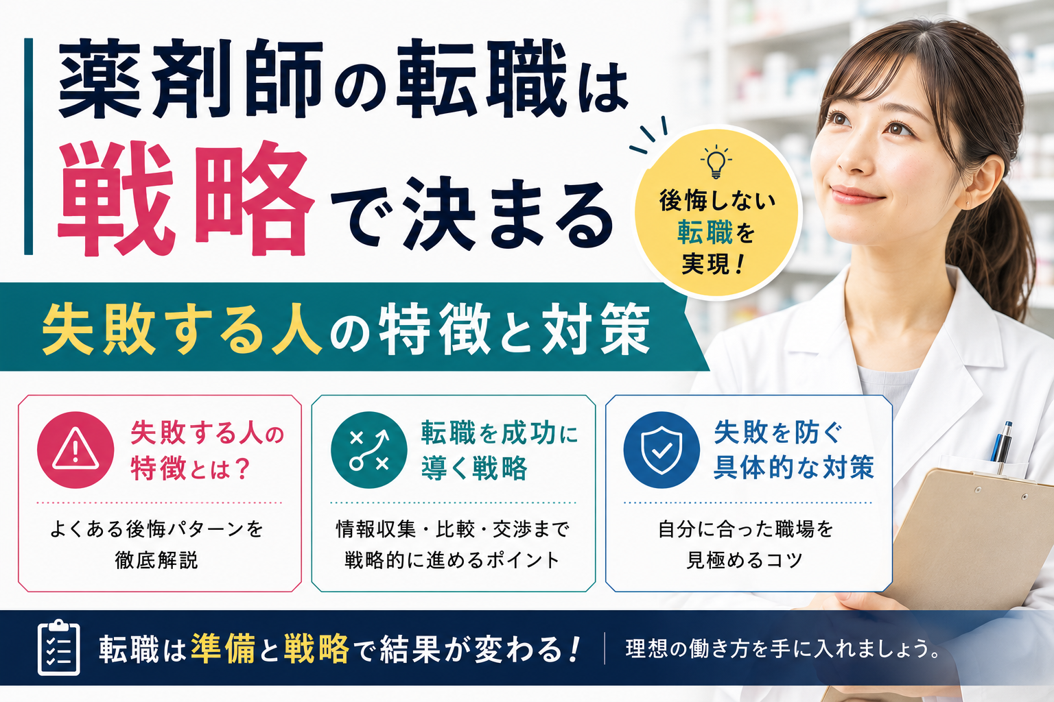 薬剤師の転職は戦略で決まる｜失敗する人の特徴と対策