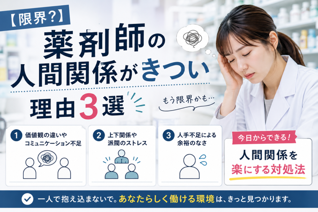 【限界？】薬剤師の人間関係がきつい理由3選｜楽になる対処法