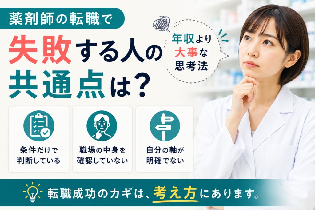 薬剤師の転職で失敗する人の共通点は？年収より大事な思考法
