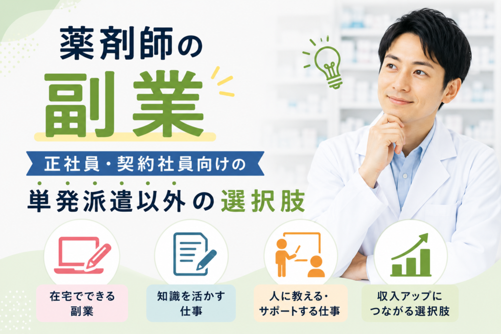 薬剤師の副業｜正社員・契約社員向けの単発派遣以外の選択肢