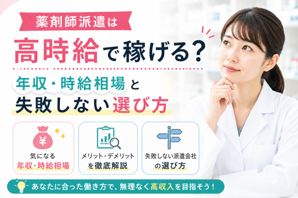 薬剤師派遣は高時給で稼げる？年収・時給相場と失敗しない選び方