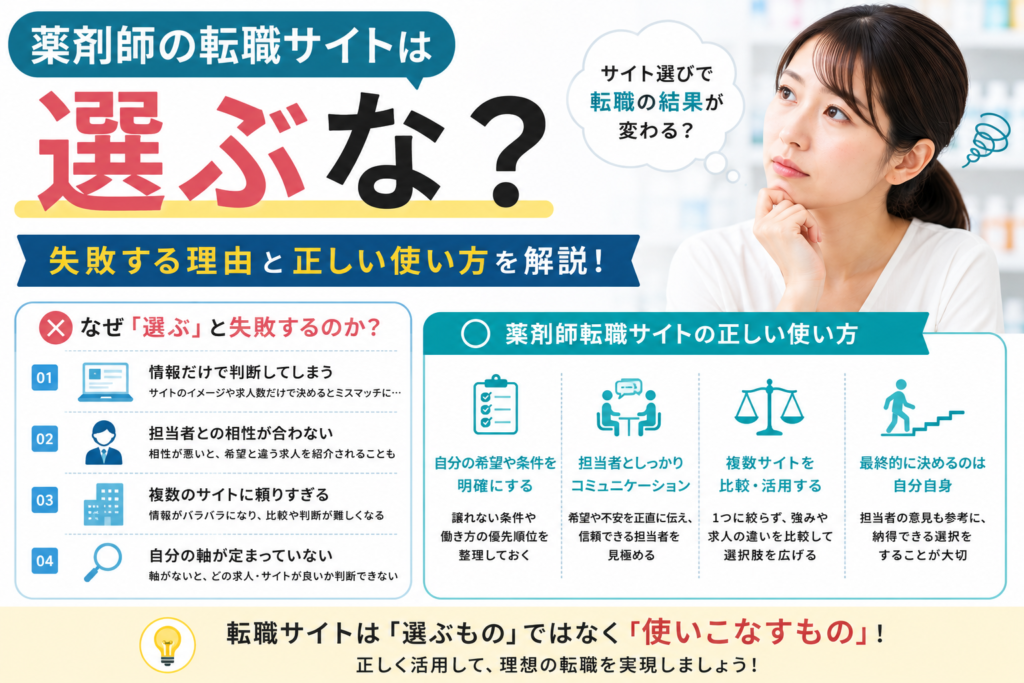 薬剤師の転職サイトは選ぶな？失敗する理由と正しい使い方