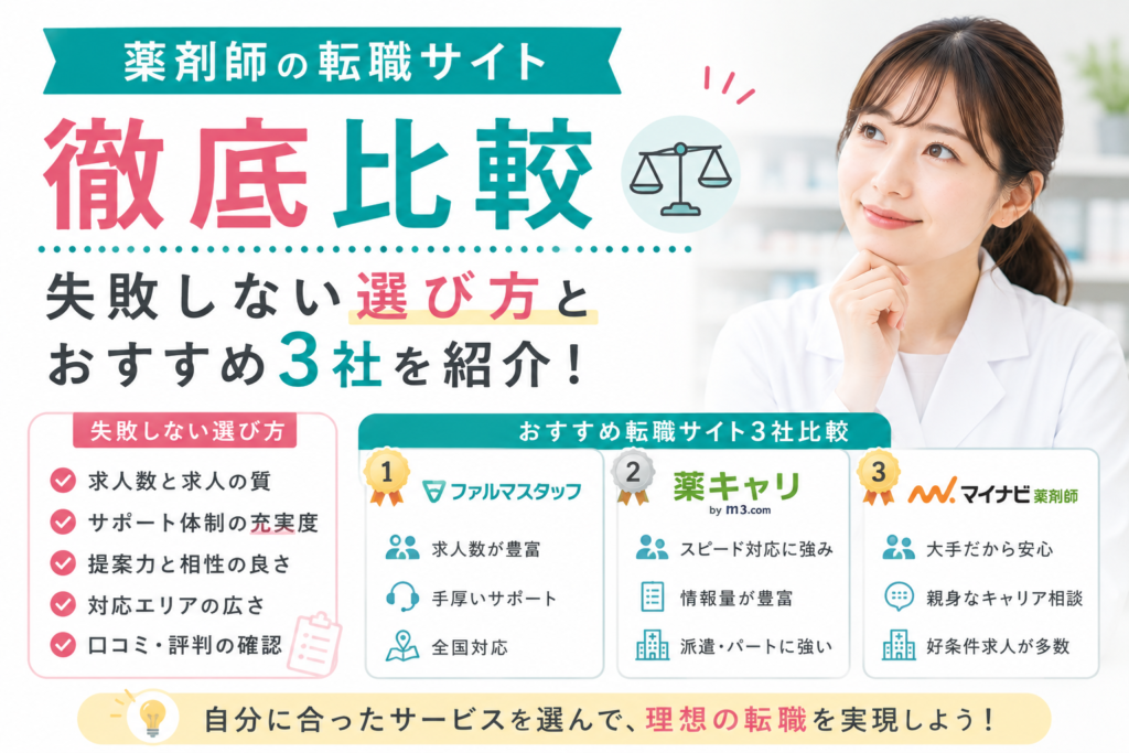 薬剤師の転職サイト比較｜失敗しない選び方とおすすめ3社