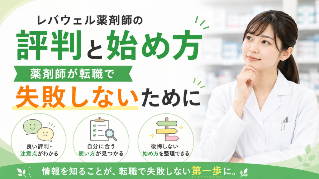 レバウェル薬剤師の評判と始め方｜薬剤師が転職で失敗しないために
