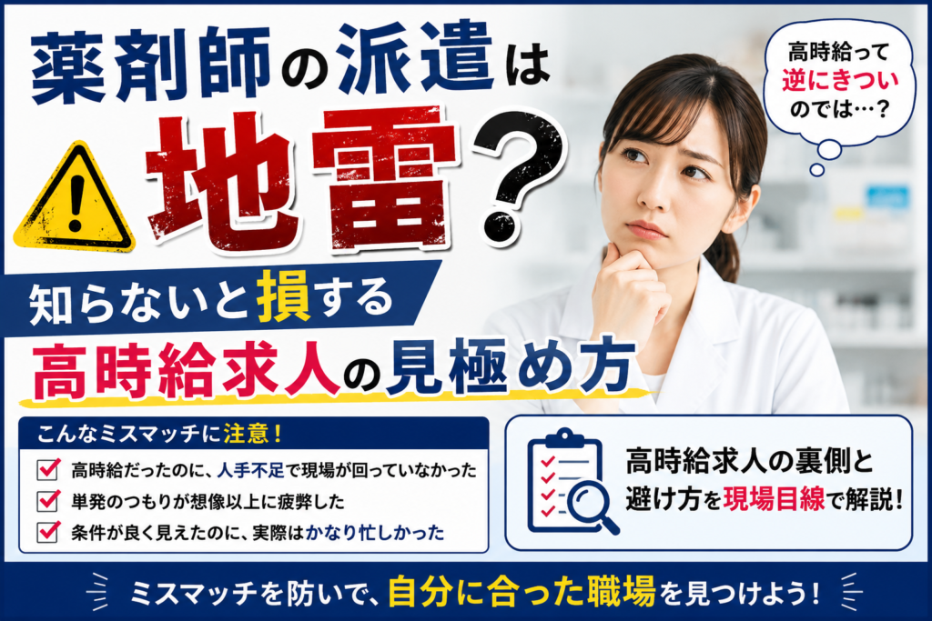 薬剤師の派遣は地雷？知らないと損する高時給求人の見極め方
