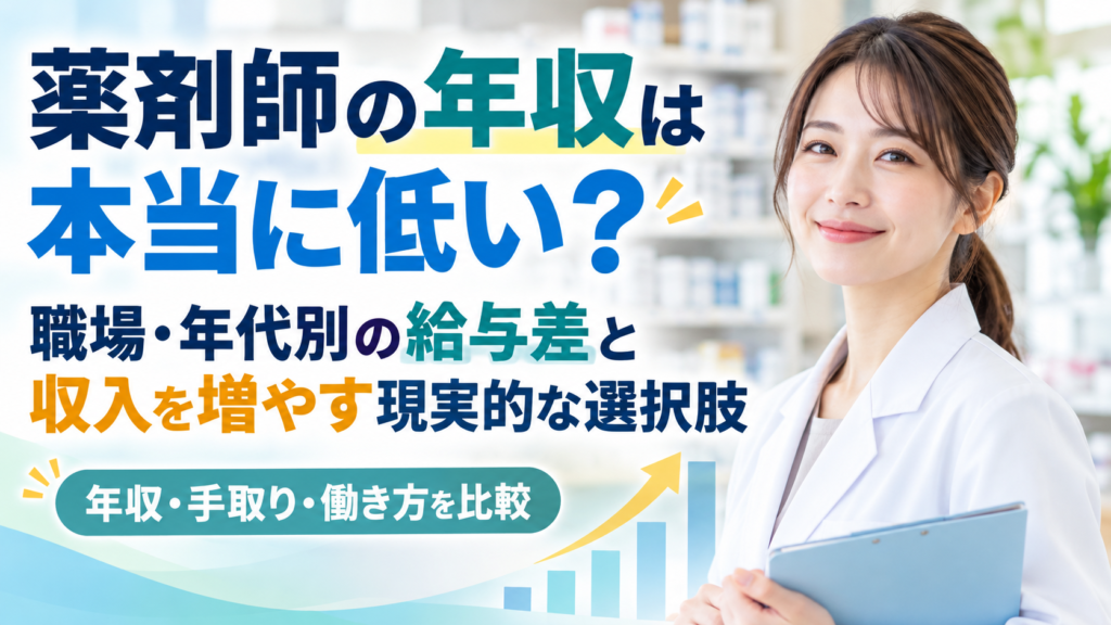 薬剤師の年収は本当に低い？職場・年代別の給与差と収入を増やす現実的な選択肢