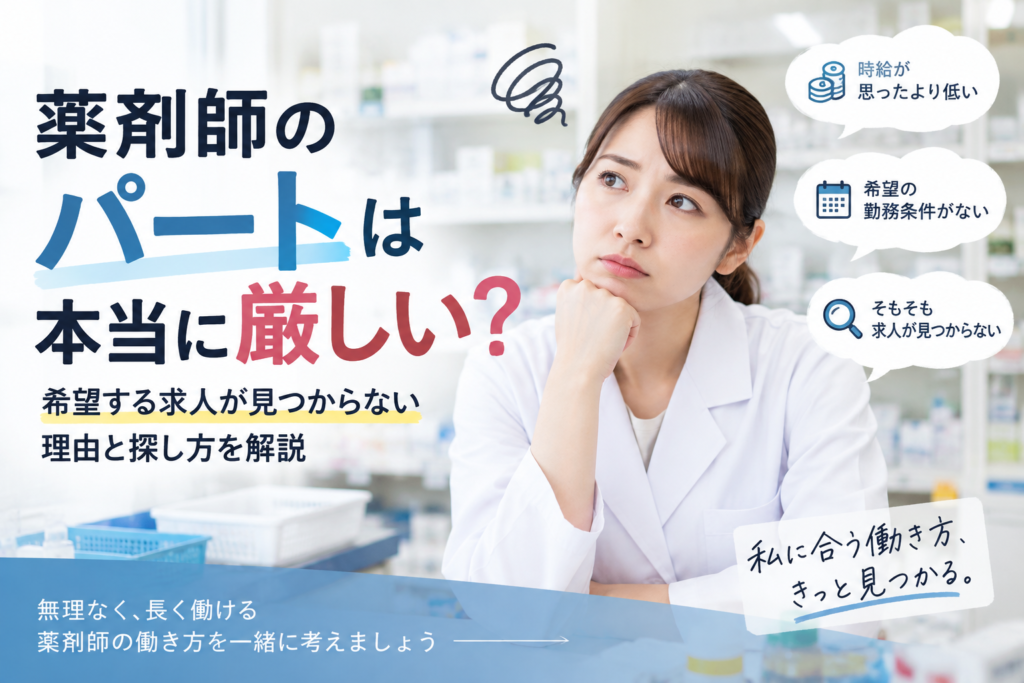 薬剤師パートは本当に厳しい？希望する求人が見つからない理由と探し方を解説